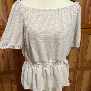 LC Lauren Conrad Cream Off-Shoulder Blouse